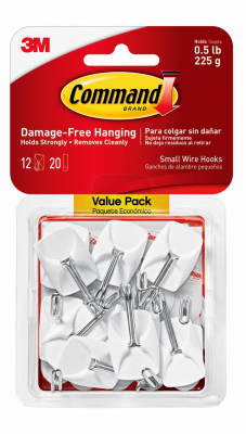 Command Wire Hook, White, Large, Hook, Strips/Pack
