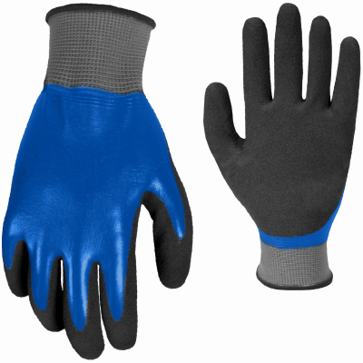 True Grip Double Dip Coated Gloves, Textured, Water Resistant, Men's M