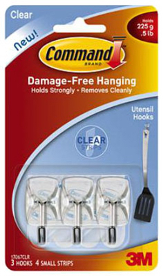 Command 3PK CLR Wire Hook