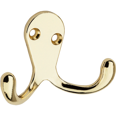 National Hardware Wall Hook for Clothes, Double Prong, Bright