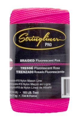 Stringliner Braided Construction Line Roll, Pink, 1/4#, 250-Ft.