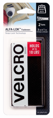 VELCRO Brand ALFA-LOK Fasteners Heavy Duty Snap-Lock Technology 1 Squares  16 Sets Black 