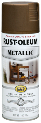 927602-6 Rust-Oleum Stops Rust Metallic Spray Paint Metallic Antique Brass  for Concrete, Masonry, Metal, Wood, 11 oz.