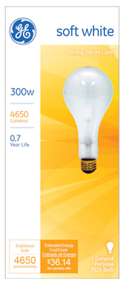 GE300W CLR STD LGT Bulb