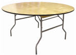 PRE SALES INC 3848 48", Round, Plywood Folding Table, With Bullnose Edge, Steel Wishbone