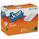 KIMBERLY-CLARK CORP 43846 Scott, 12 Pack, 200 Count, White, C-Fold Towels, 2400 Towels