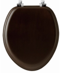 BEMIS MFG. CO. 19601CP 888 Natural Reflections, Walnut, Elongated, Wood Veneer Toilet Seat, With Chrome