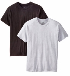 HANESBRANDS INC 2165P2-L 2 Pack, Large, Black & Gray, Men's Crew Tee-Shirt, 100%