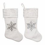 DYNO SEASONAL SOLUTIONS 1207771CC 20", Linen Stocking With Sequin Snowflake, 2 Assorted Styles, White