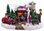 NATURES MARK LLC-IMPORT NM-X13082AA Holiday Animated Tree Lot Scene, With LED Lights & Music