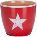 SCHEURICH USA INC 57349 6.25"D x 5.5"H, Red With White Star Glazed Ceramic Holiday