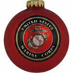 CHRISTMAS BY KREBS TV63258 3-1/4", U.S. Marines Glass Ornament, Window Box.<br>Made in: US