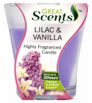 DELTA BRANDS & PRODUCTS LLC 92907-4 Great Scents, 3 OZ, Lilac & Vanilla, Highly Fragranced Candle