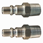 MILTON INDUSTRIES S-777 2 Pack, 1/4" NPT, Male, A Style, Coupler, Steel Plated
