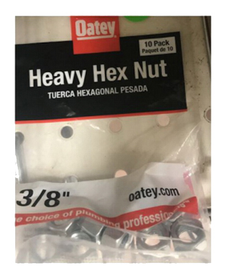 10PK 3/8" HVY Hex Nut