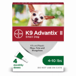 BAYER ANIMAL HEALTH LLC 00724089203489 K9 Advantix II, 4 Pack, Small, Green Dog Tick Control