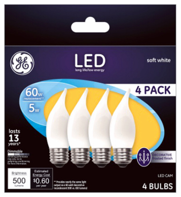 GE 4PK 5W Fros LED Bulb