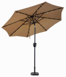 J&J GLOBAL LLC 851042 Sun-Ray, 9', Round, Umbrella, Aluminum Glossy Black Frame, 8 Ribs