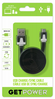 3' BLK Micro USB Cable