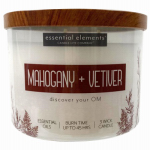 CANDLE LITE 4318293 Essential Elements, 14.75 OZ, Mahogany & Vetiver, 3-Wick Jar Candle