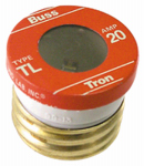COOPER BUSSMANN BP/TL-20 3 Pack, 20A Type TL Plug Fuse, Time Delay, Dimensions: