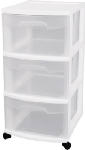 STERILITE 28308002 3 Drawer, Cart, See Through Drawers With White Frame, 14-1/2"L