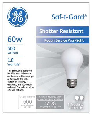 GE 2PK 60W Safe Bulb