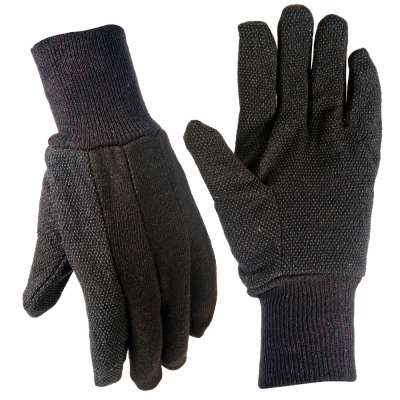 9115-26 Jersey Work Gloves, Brown, Non-Slip Dots, Men's Small ...